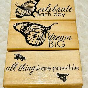 Butterflies & Insects Positive Quotes Rubber Stamper (Set of 3)